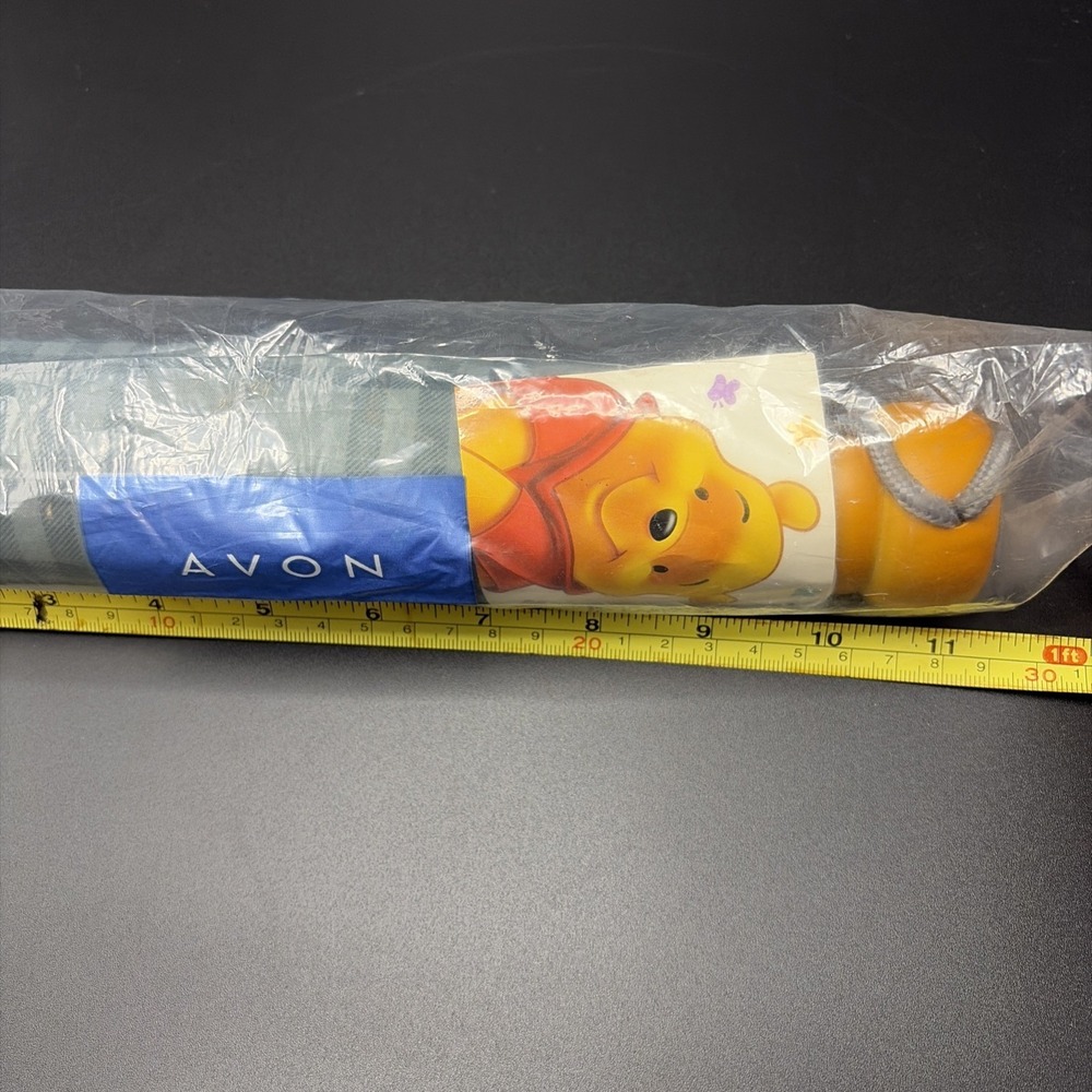 Avon Disney Pooh Umbrella Y2K Gray Black Plaid Bumblebees Honey Pot Handle - Picture 6 of 6